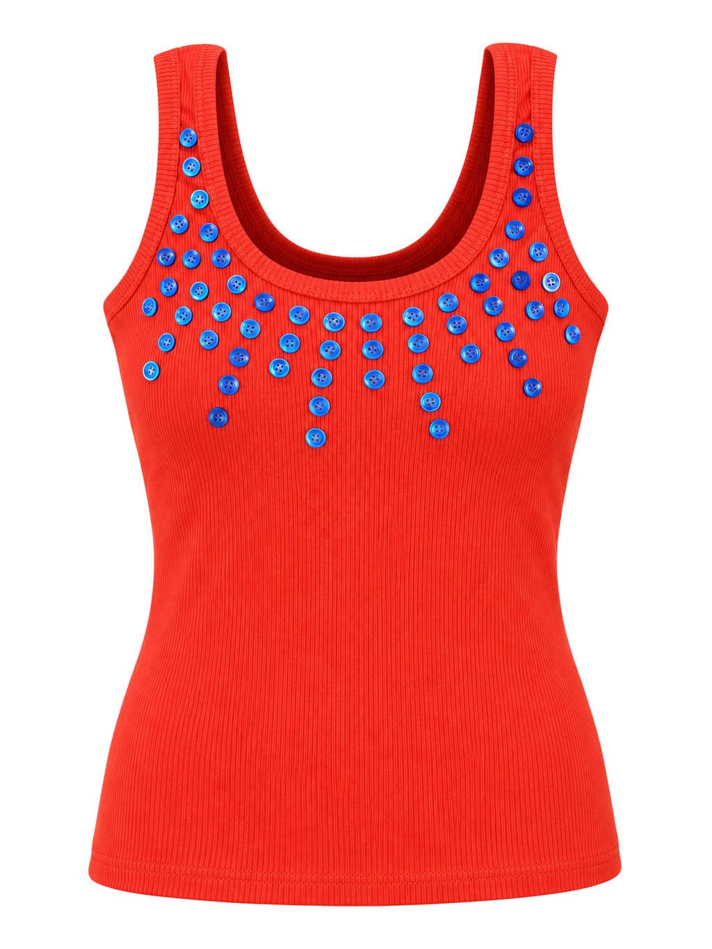 Red Buttonfall Rib Cami front ghost mannequin