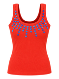 Red Buttonfall Rib Cami front ghost mannequin