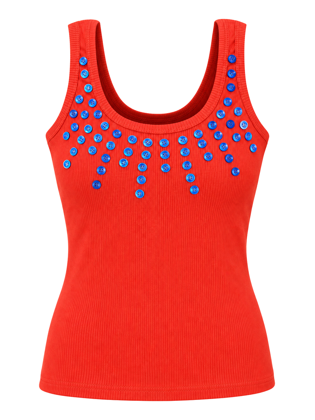 Red Buttonfall Rib Cami front ghost mannequin